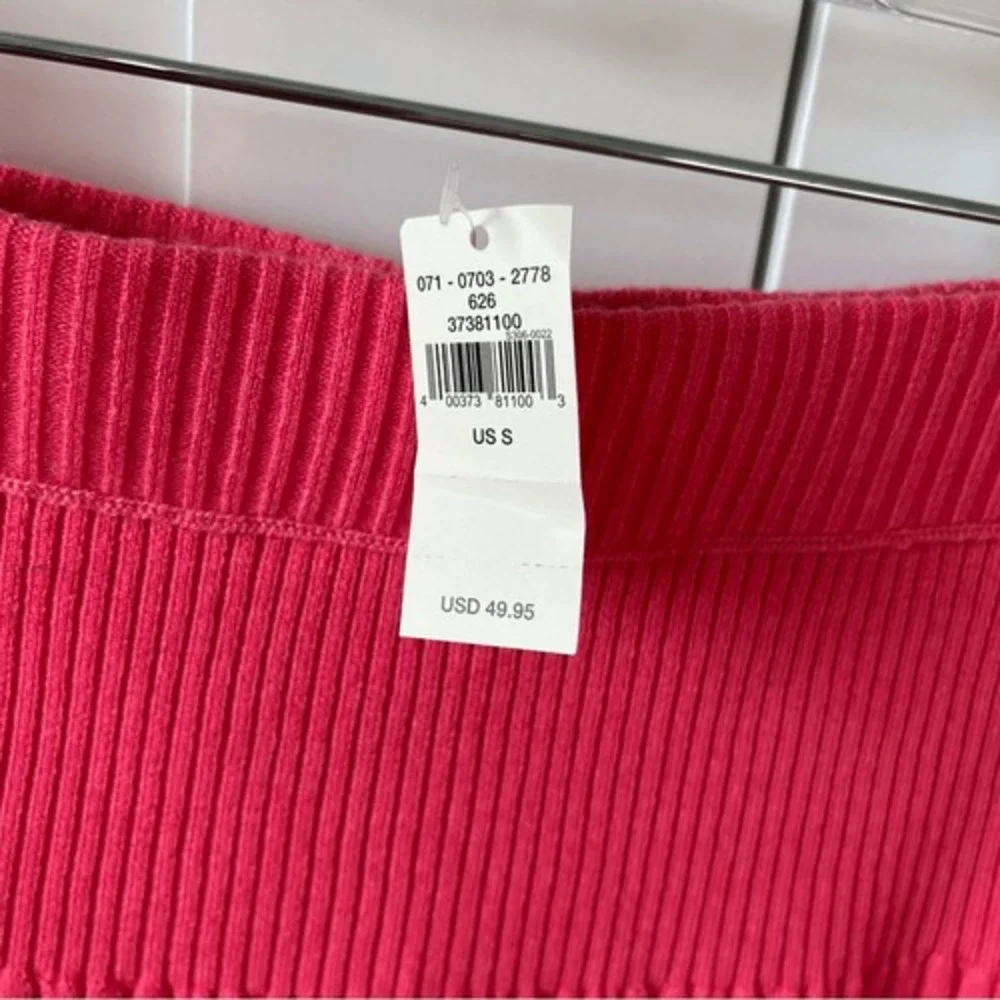 Aerie Pink Punch Take Charge Pull On Ribbed Unlined Wool Sweater Skirt Small NWT
